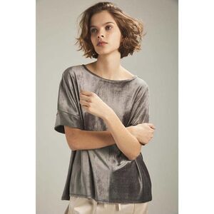 Melissa Nepton boat neck gray velvet Roxanne shirt size Petite Small